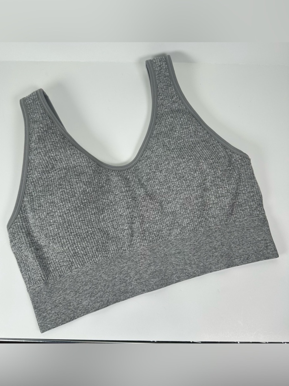 Aerie Real Good Seamless Padded Bralette Gray Ribbed Comfy Sports Bra Large